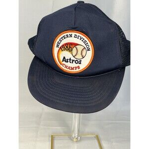 Vintage 80s Houston Astros Western Division 1986 Champs Hat Trucker Hat Baseball